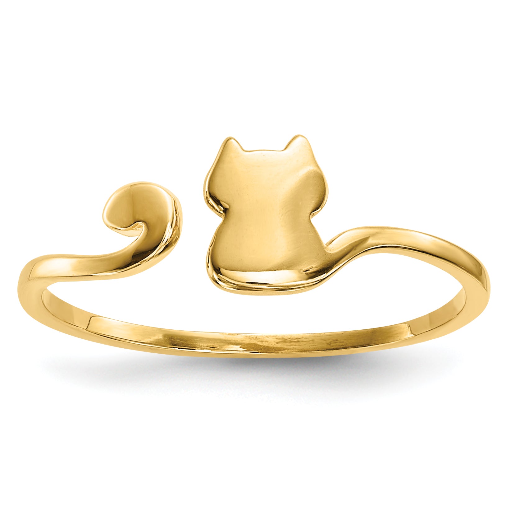 14k Gold Polished Cat Adjustable Cuff Ring Main image