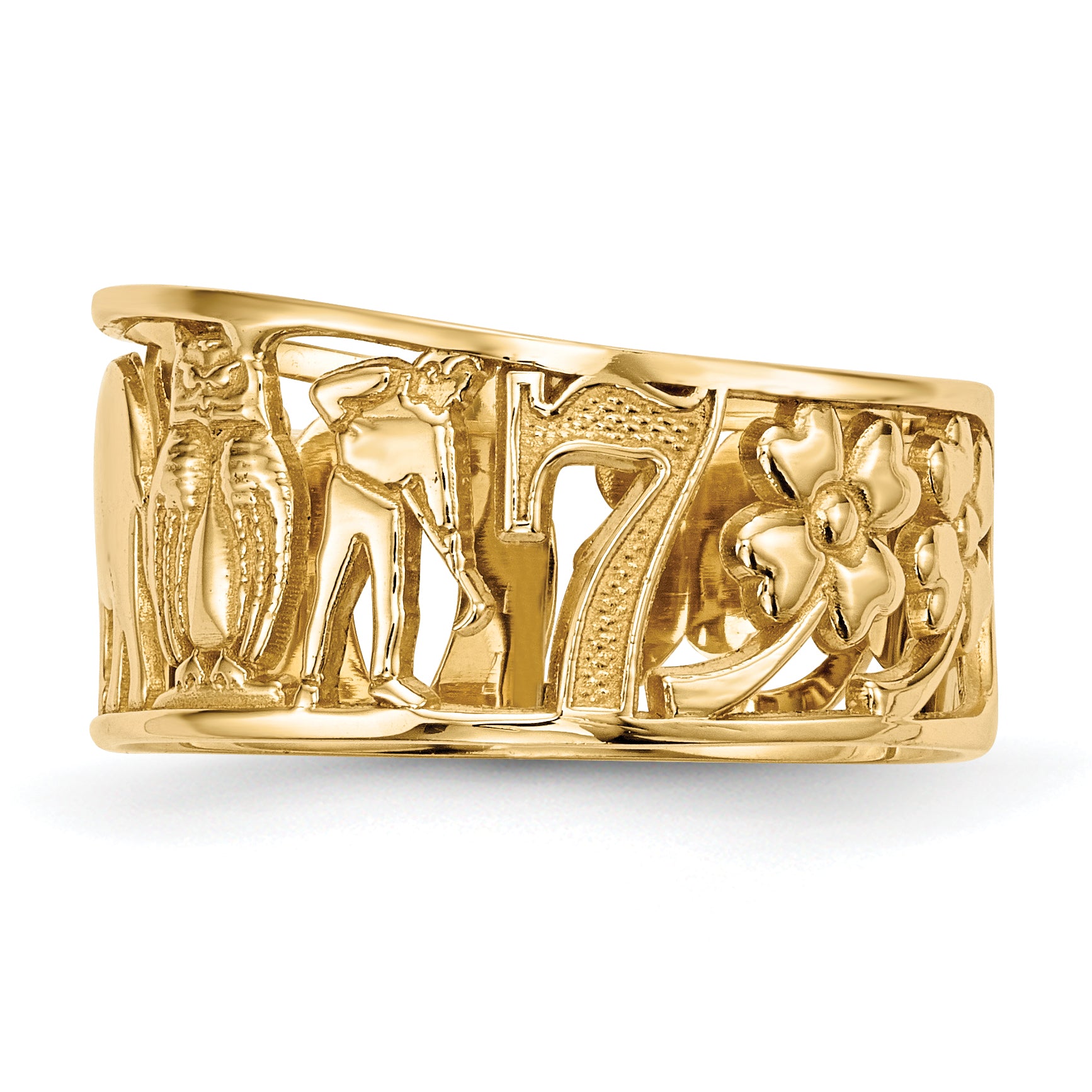 14k Lucky Symbols Cut Out 9mm Band Secondary image