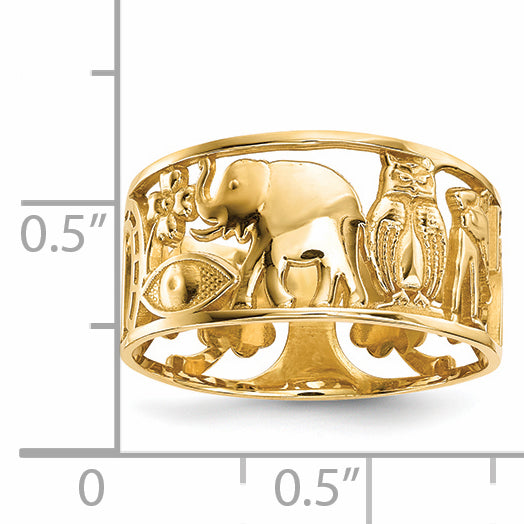 14k Lucky Symbols Cut Out 9mm Band