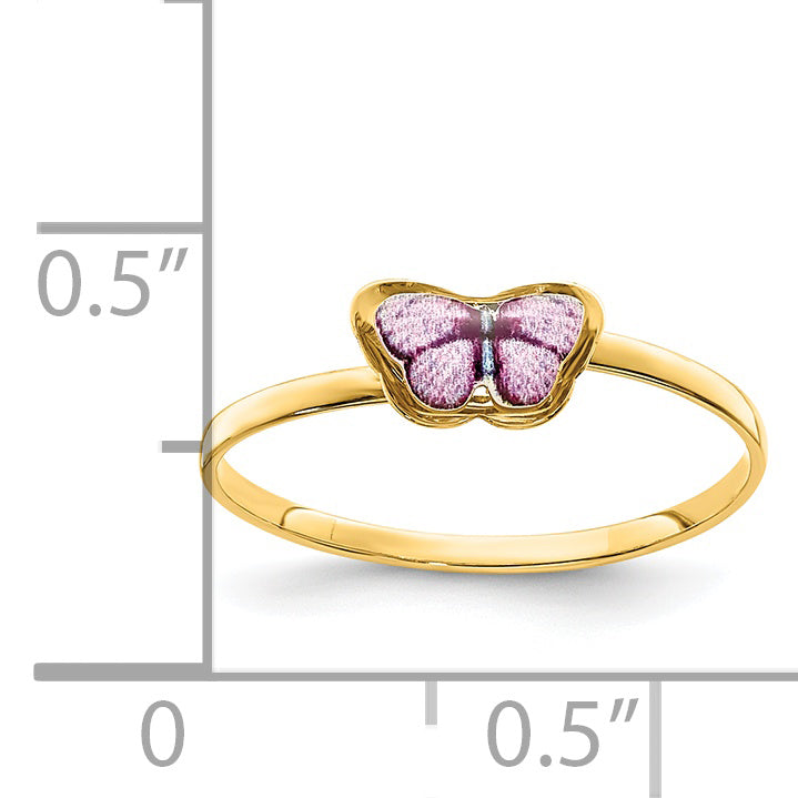 14K Enamel Butterfly Children's Ring - 4