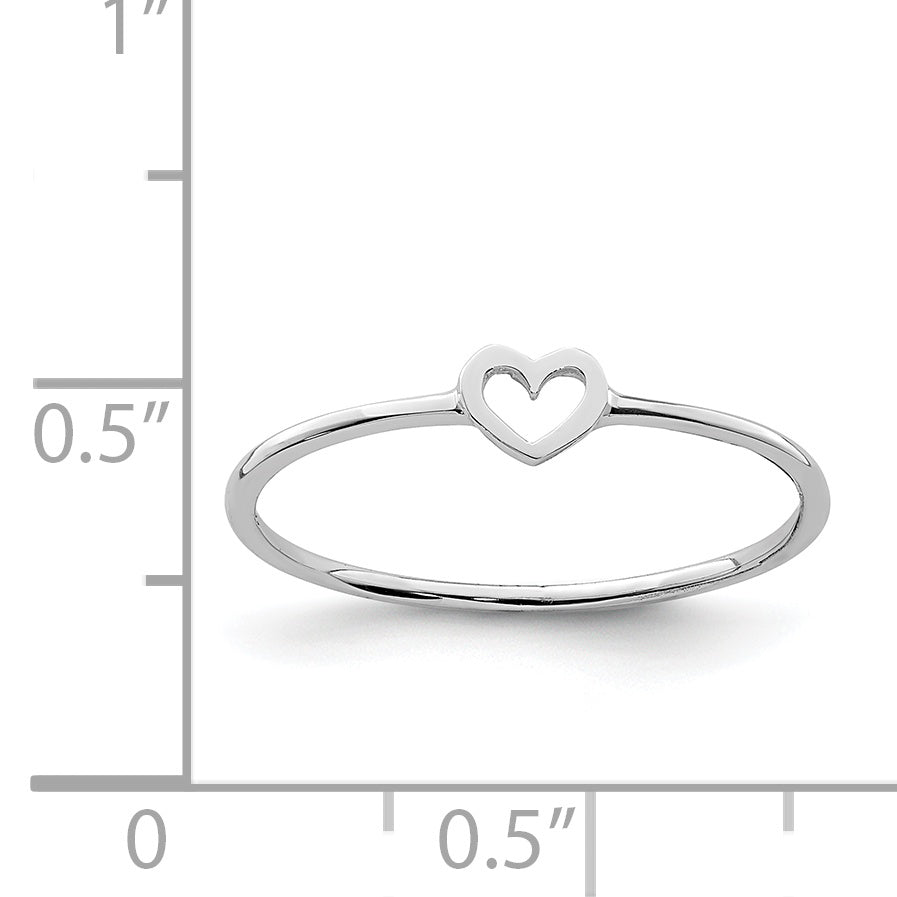 14K White Polished Heart Ring