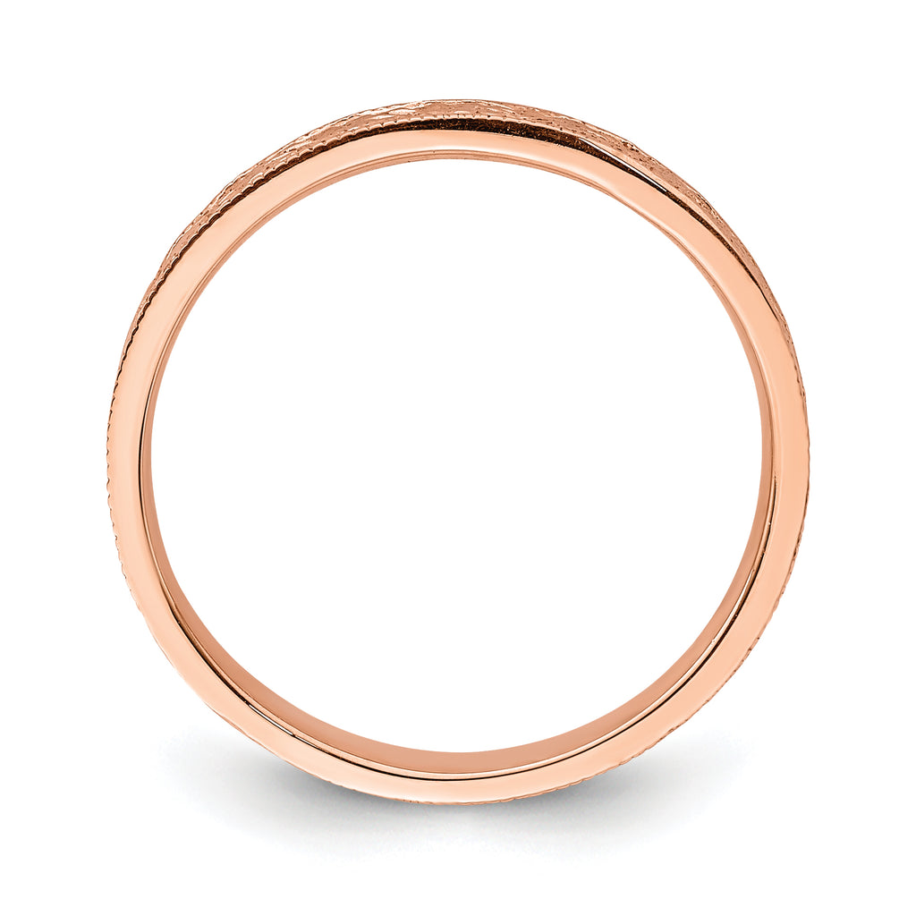 14K Rose Polished Floral Band