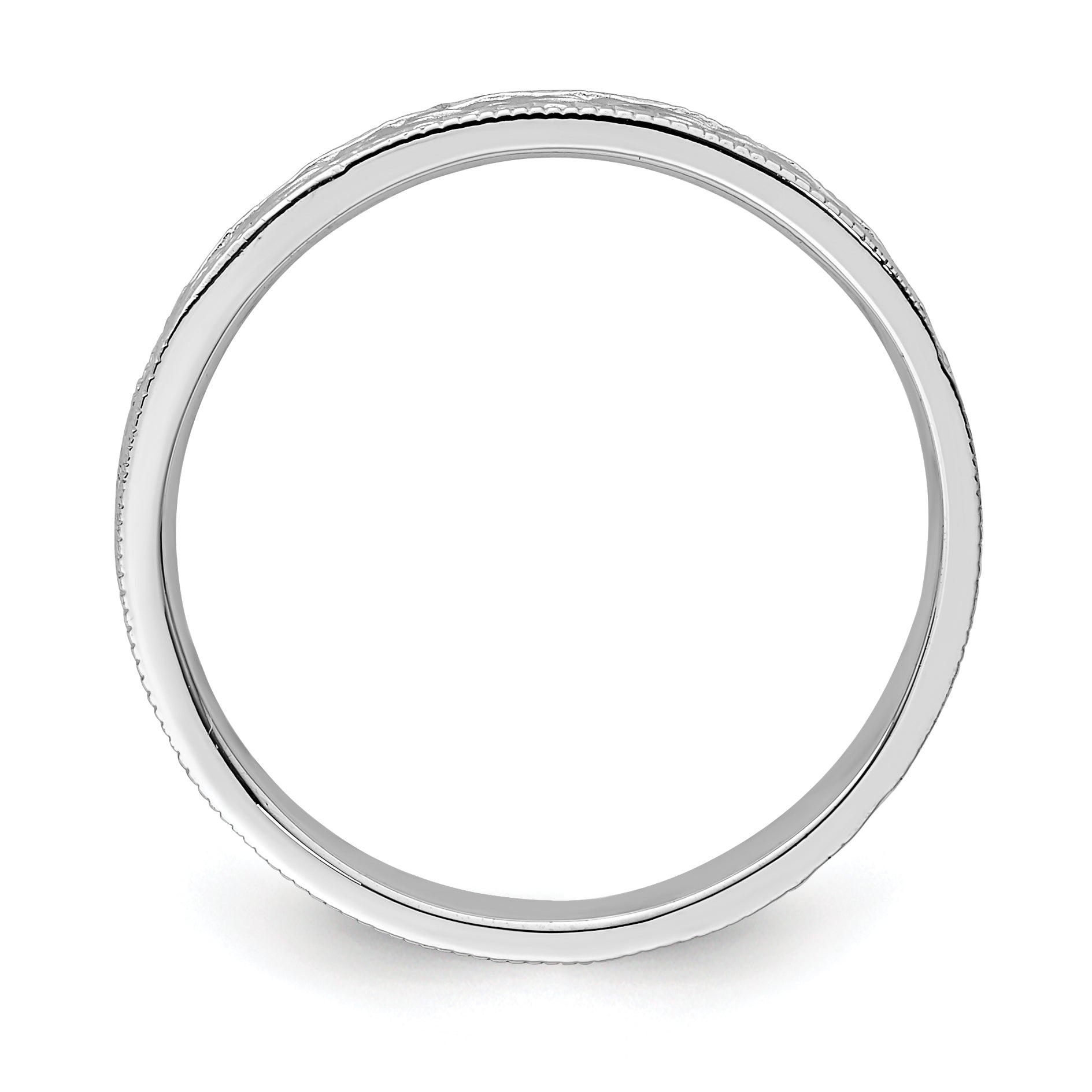 14K White Polished Floral Band Secondary image