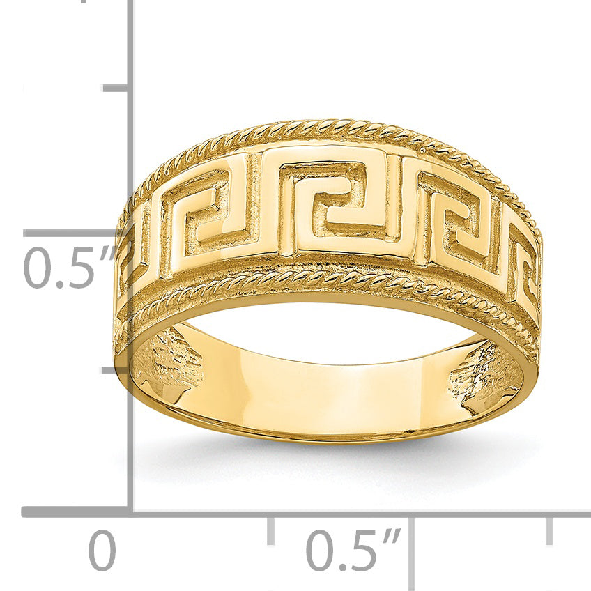 14k Greek Key Pattern Dome Ring