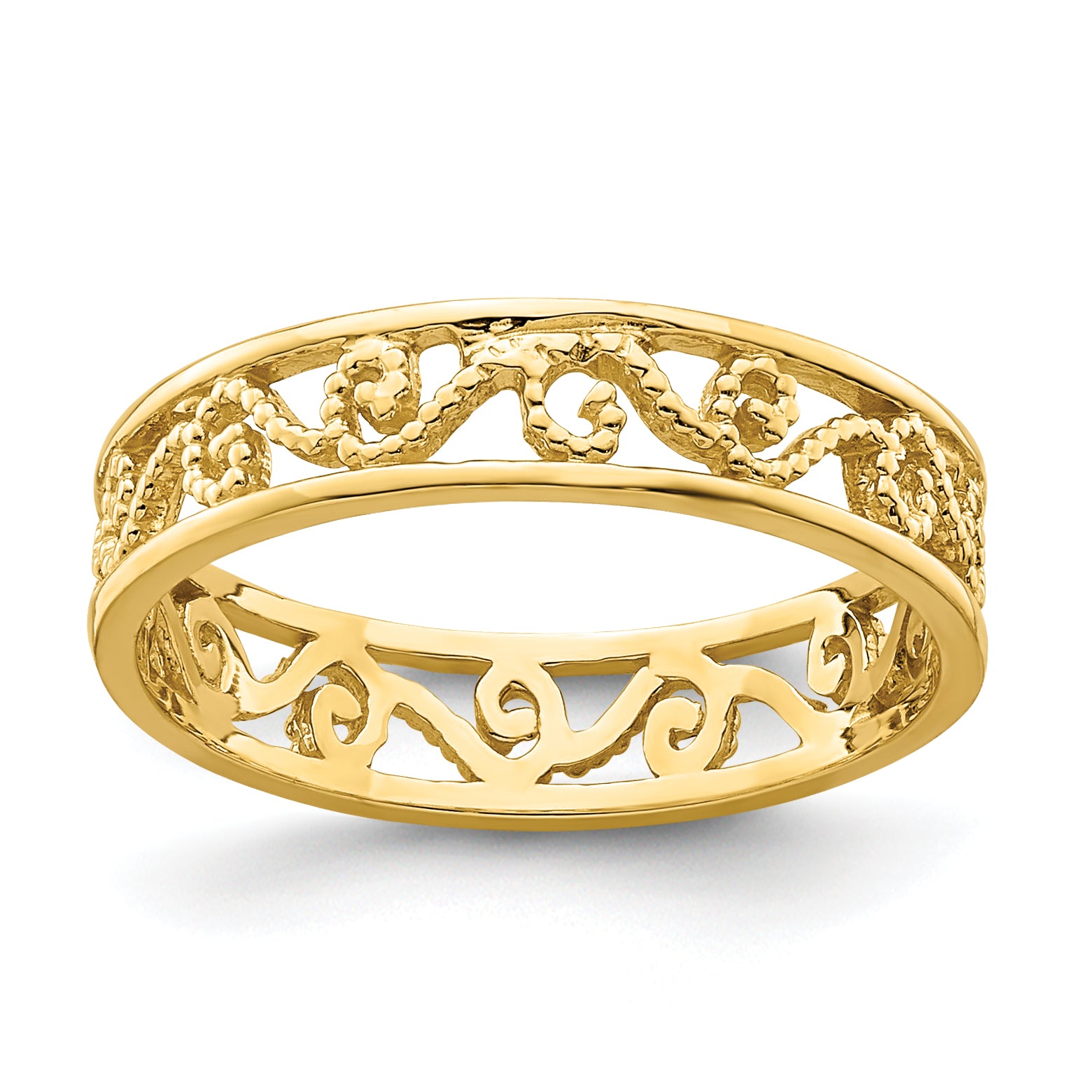 14k Beaded Scroll Cut-Out Band Child's Ring