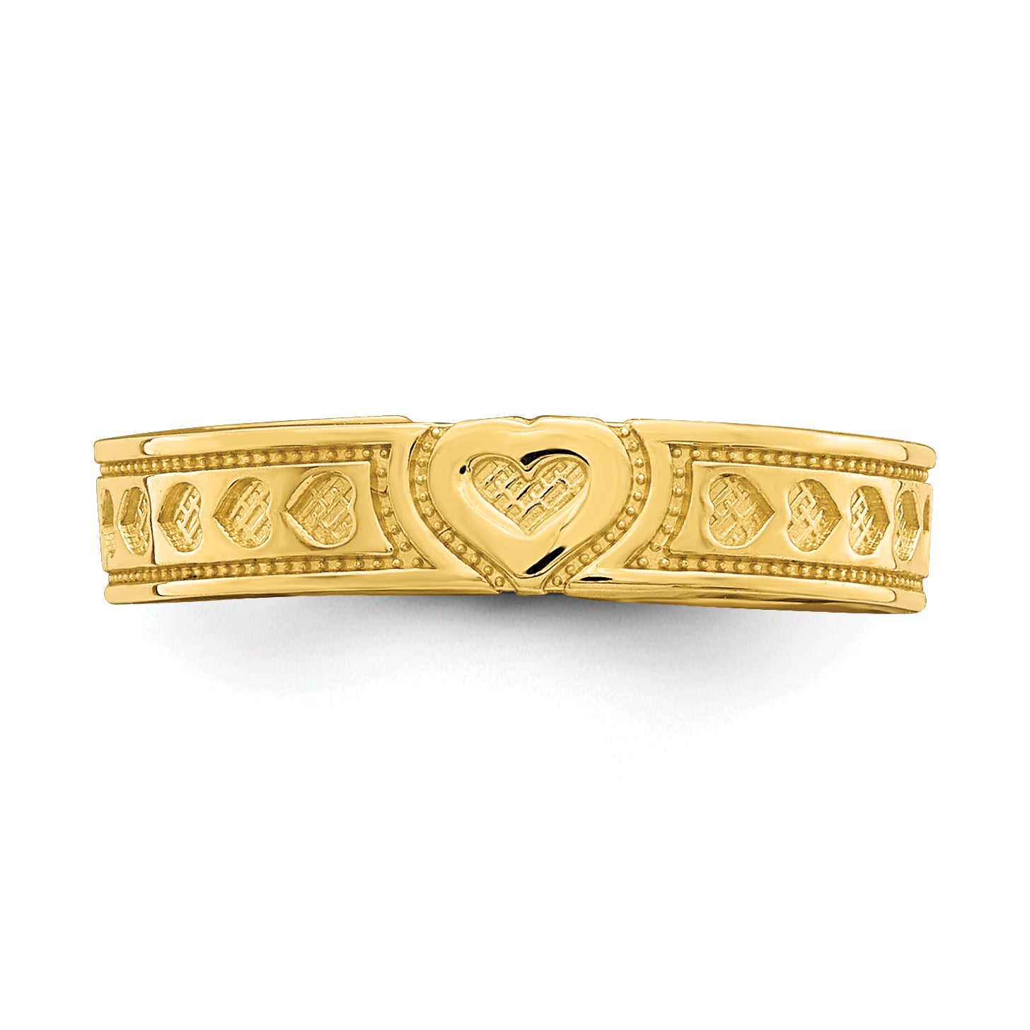 14k Engraved Heart Design Adjustable Toe Ring