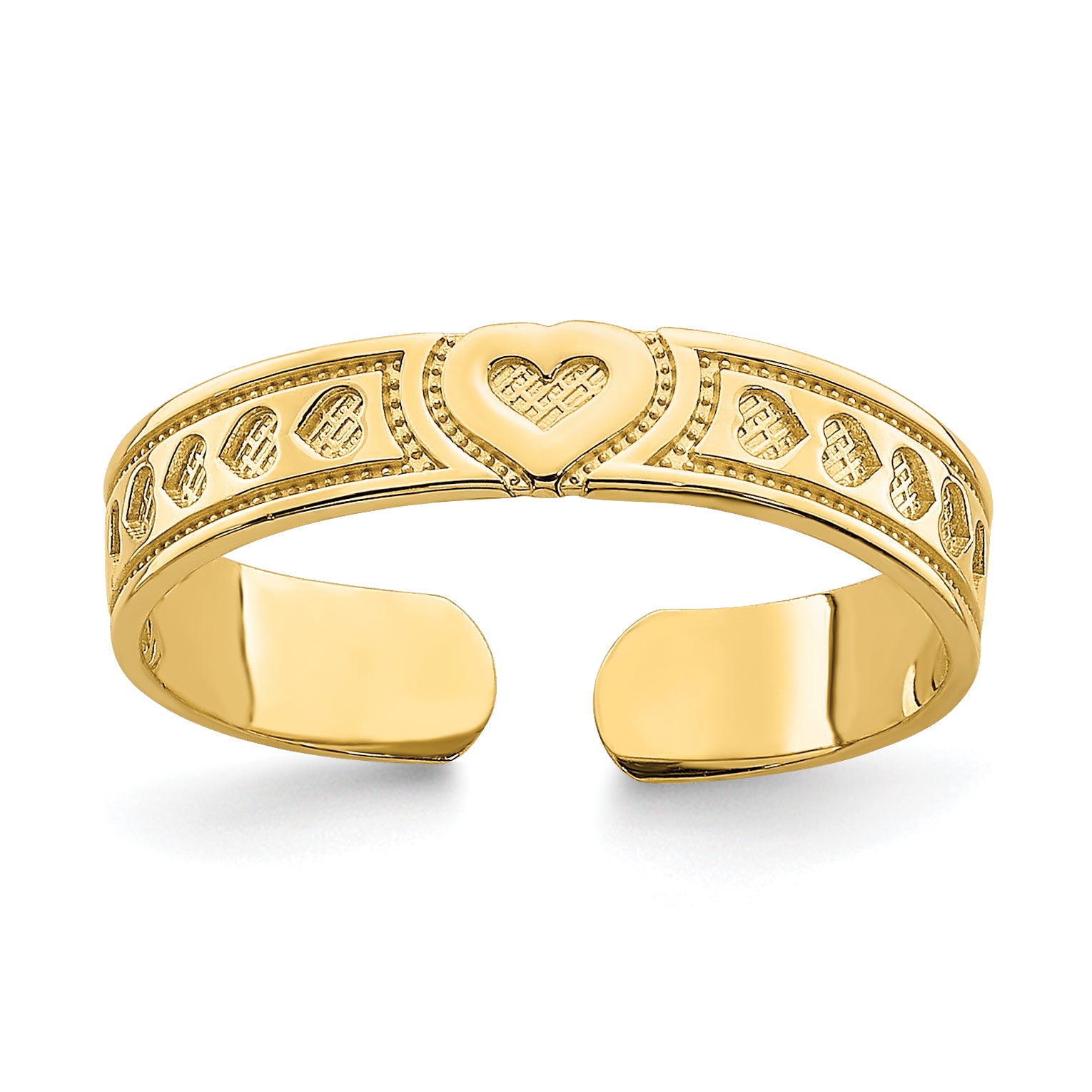 14k Engraved Heart Design Adjustable Toe Ring