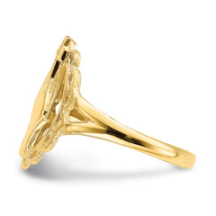 14K Polished Praying Hands and Cross Ring