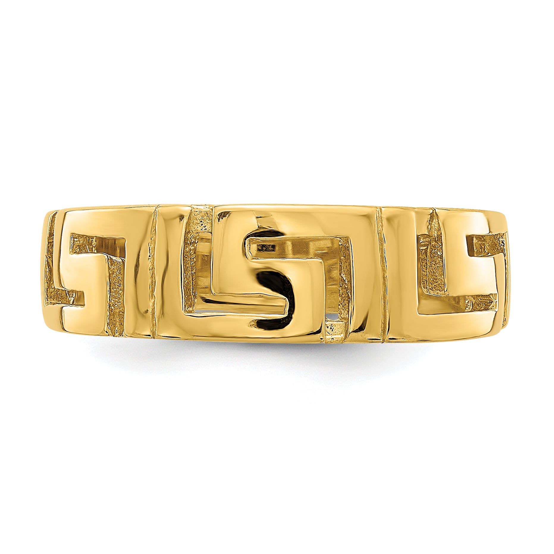 14k Greek Key Band With Tapered Shank Ring