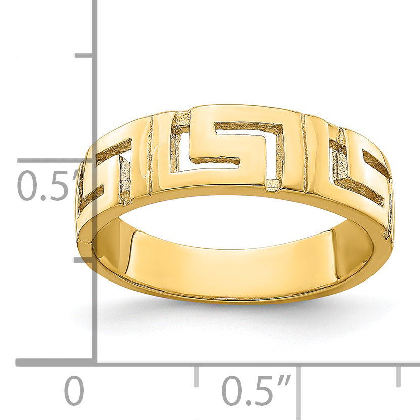 14k Greek Key Band With Tapered Shank Ring