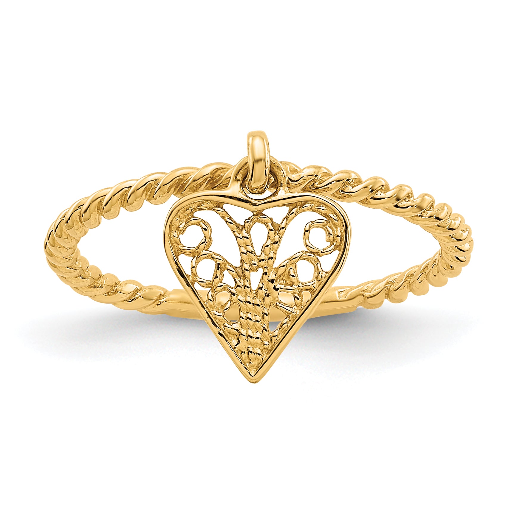 14k Dangle Heart Ring Main image