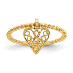 14k Dangle Heart Ring