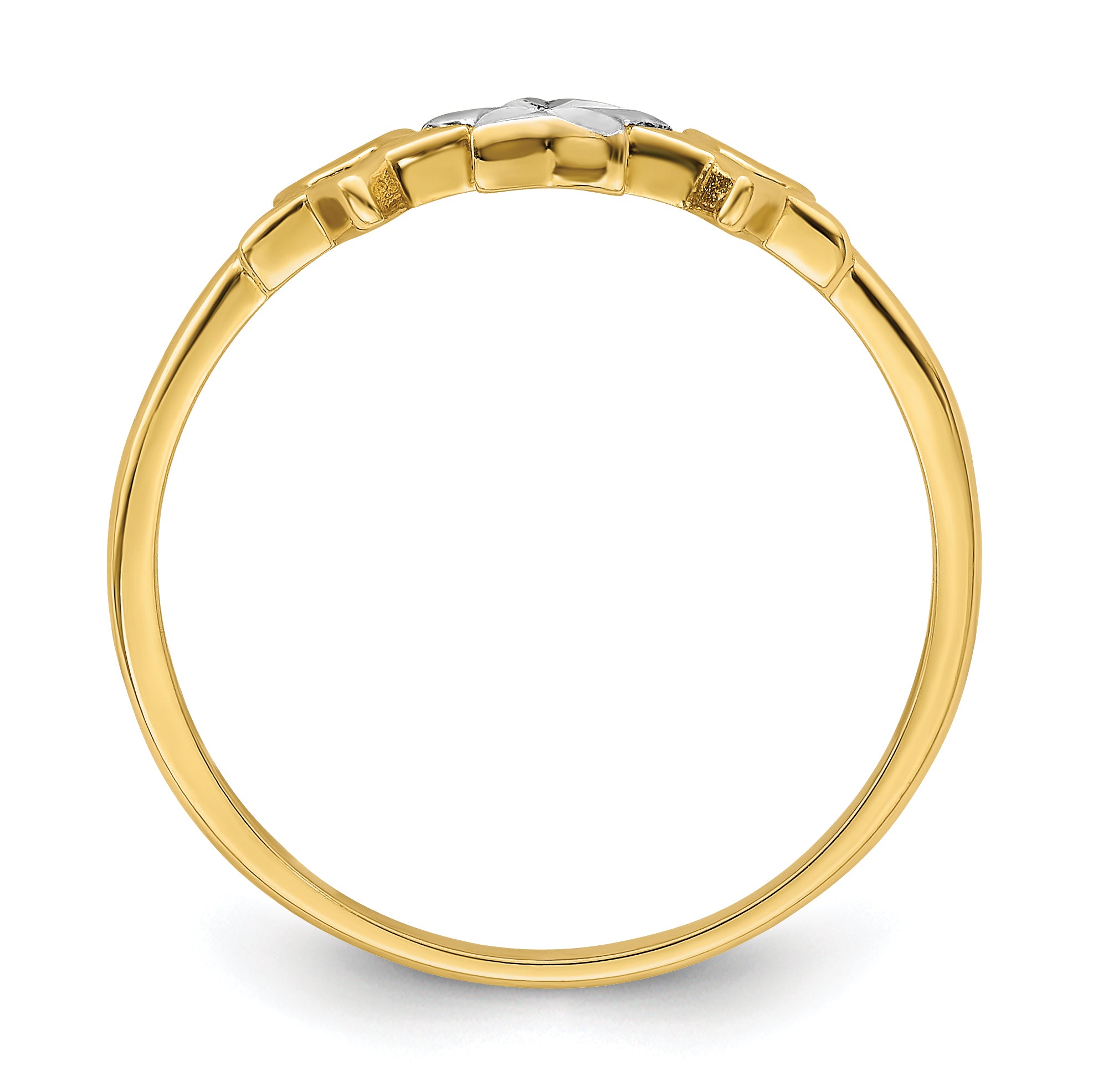14k WithRhodium 3-star Ring - 7