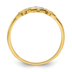 14k WithRhodium 3-star Ring - 7