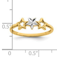 14k WithRhodium 3-star Ring - 7