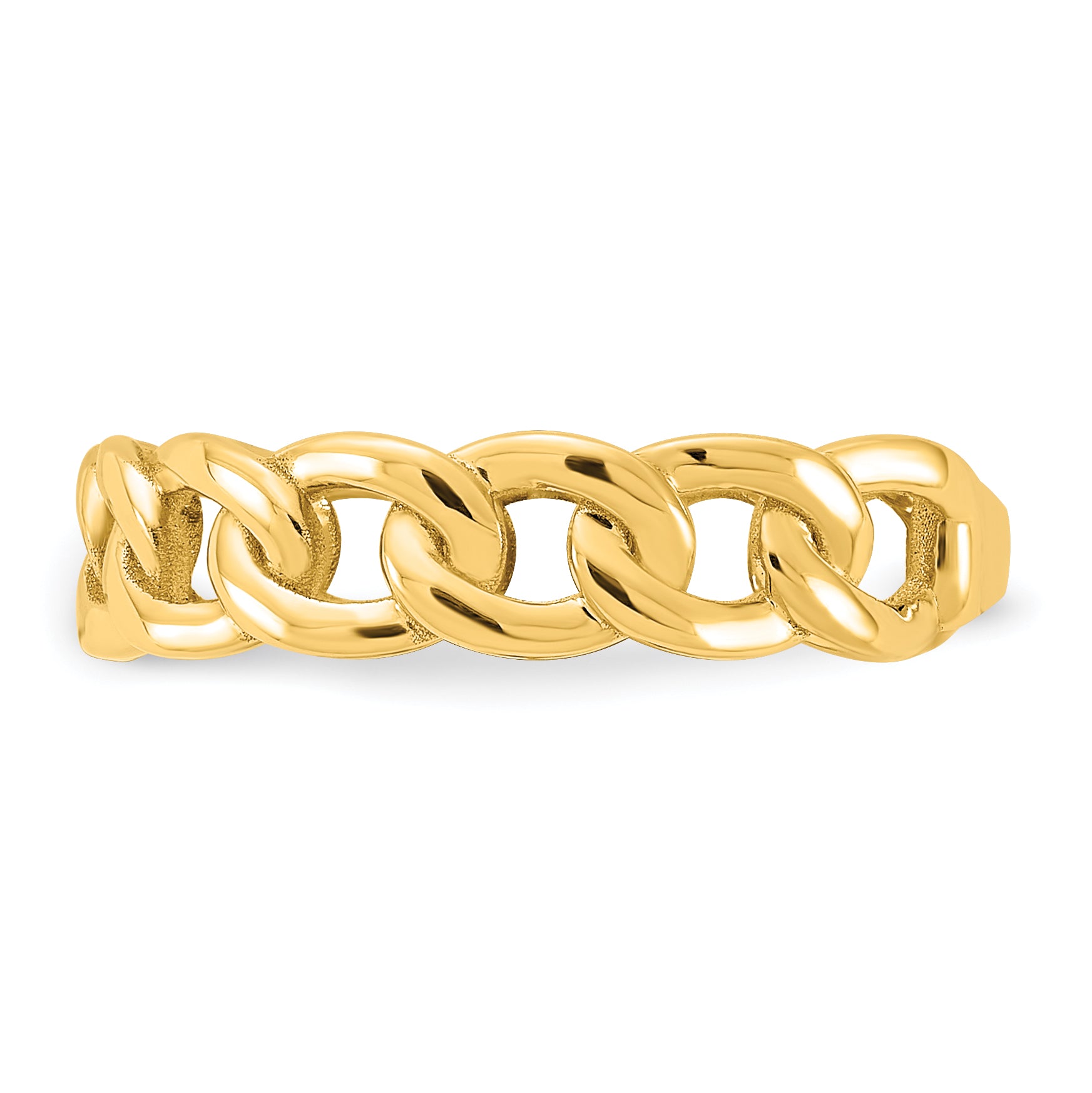 10ky Polished 5mm Curb Link Ring Size 4