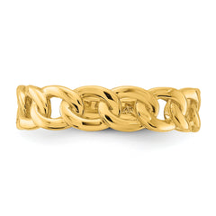 10ky Polished 5mm Curb Link Ring Size 4