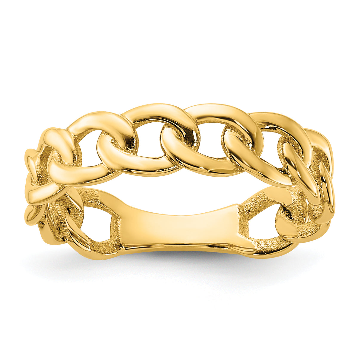 10ky Polished 5mm Curb Link Ring Size 10