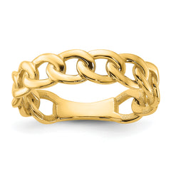 10ky Polished 5mm Curb Link Ring Size 10