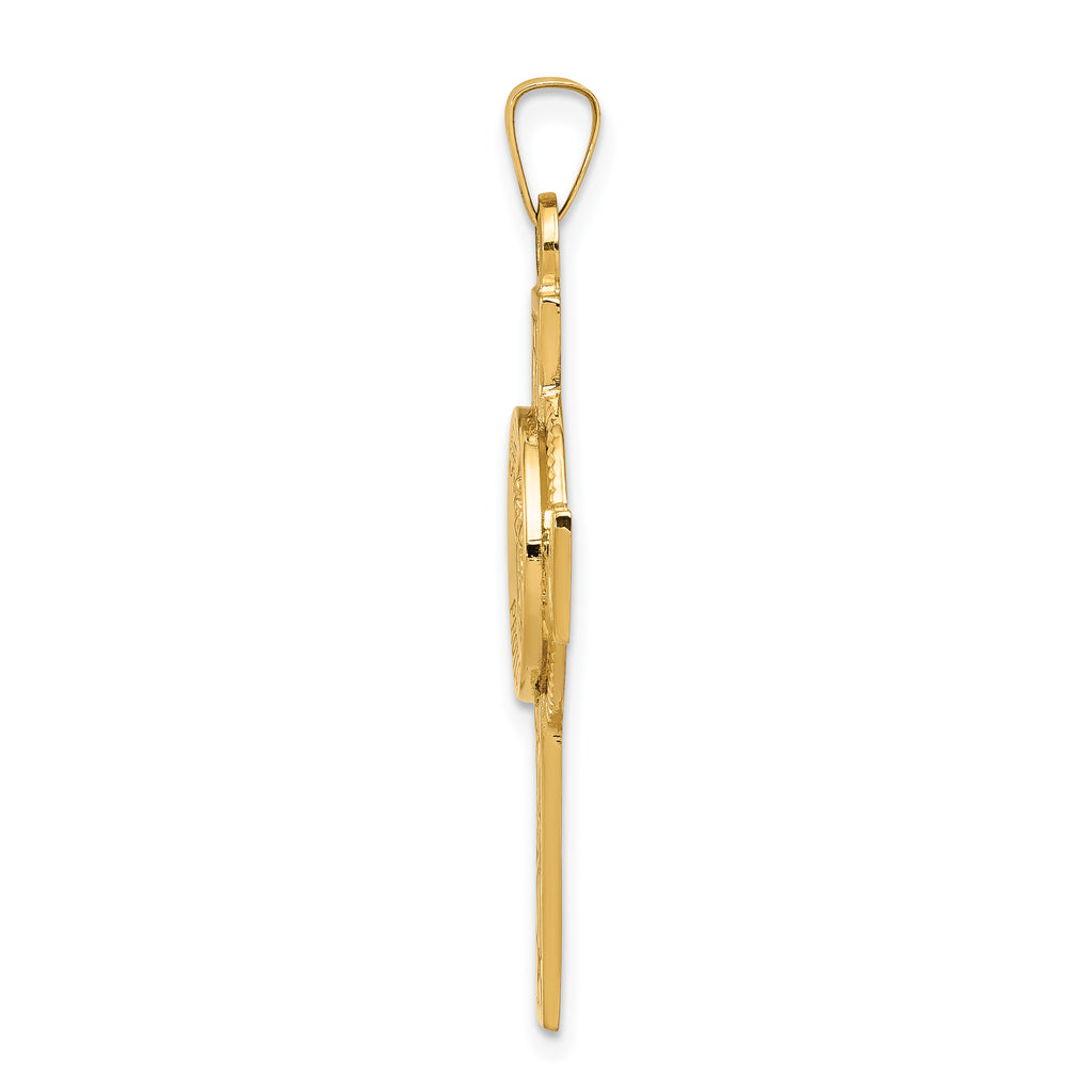 14K Cross With St. Christopher Medal Pendant
