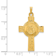 14K Cross With St. Christopher Medal Pendant