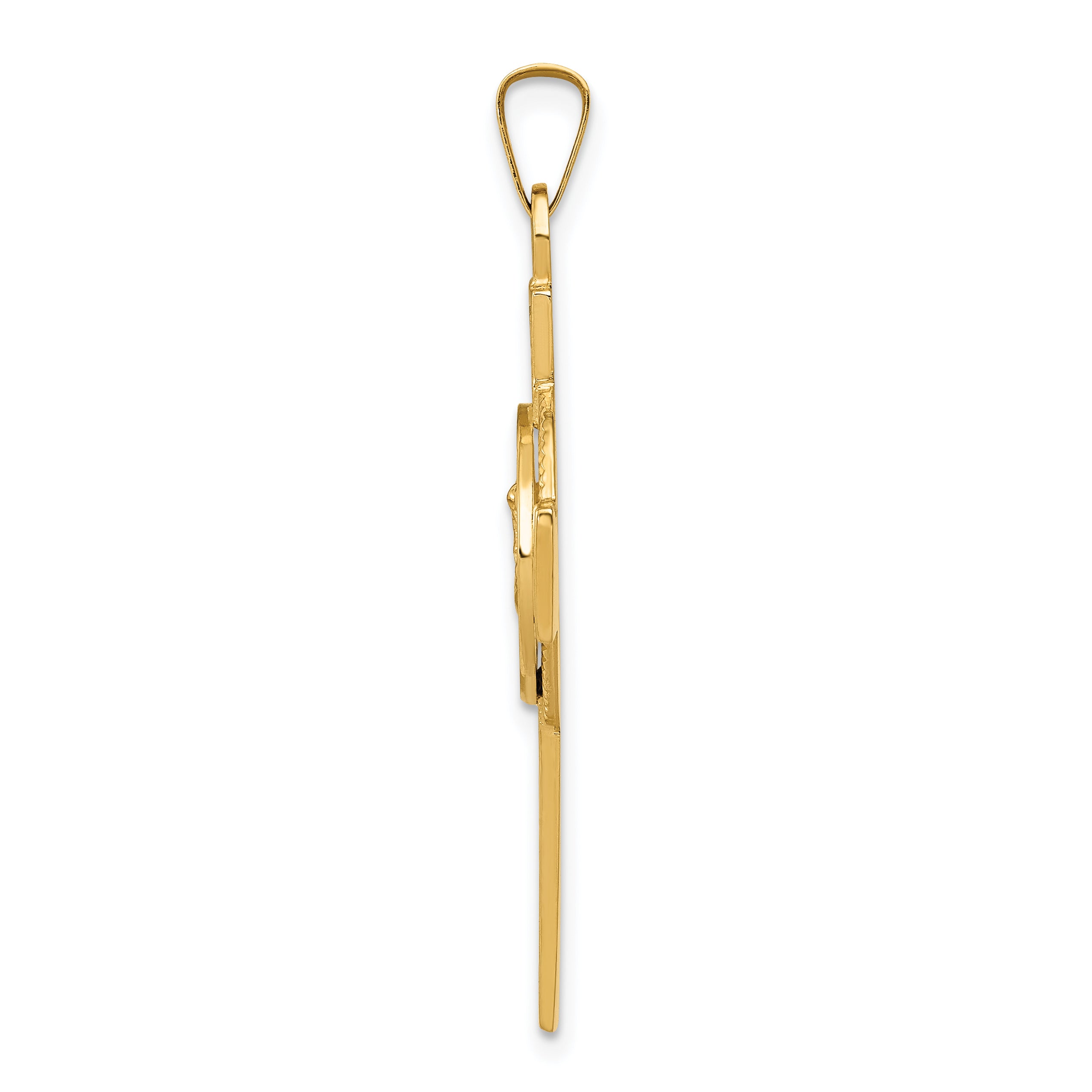 14K Cross With St. Michael Medal Pendant Secondary image
