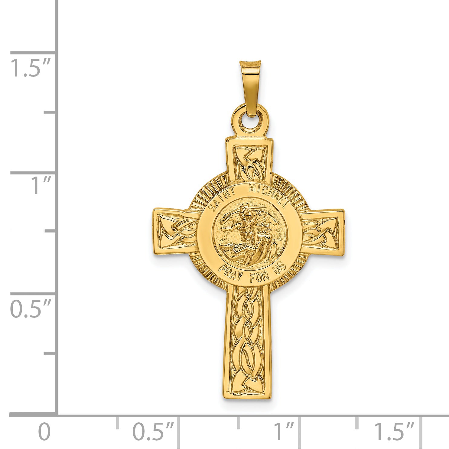 14K Cross With St. Michael Medal Pendant