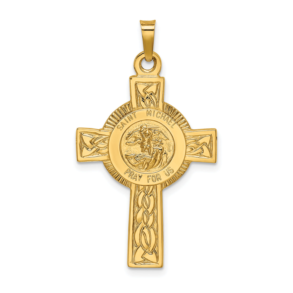 14k Cross w/St. Michael Medal Pendant