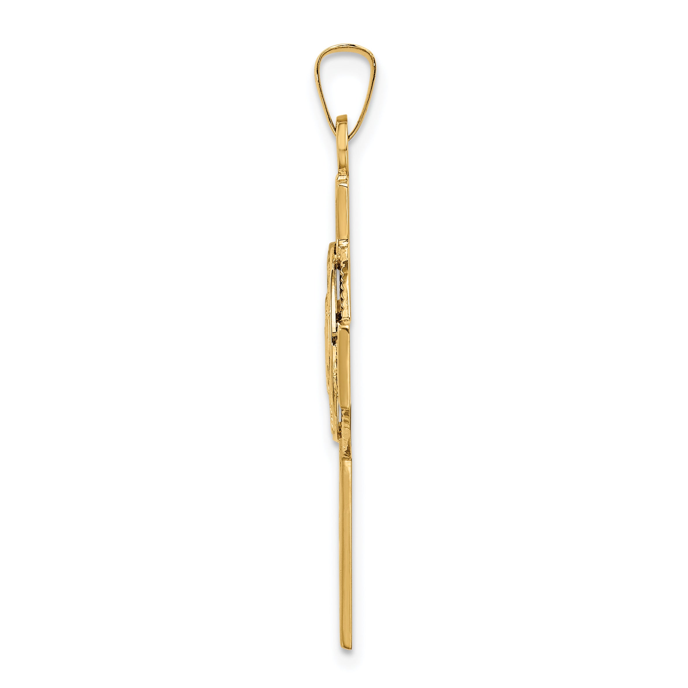 14K Cross With Coast Guard Insignia Pendant