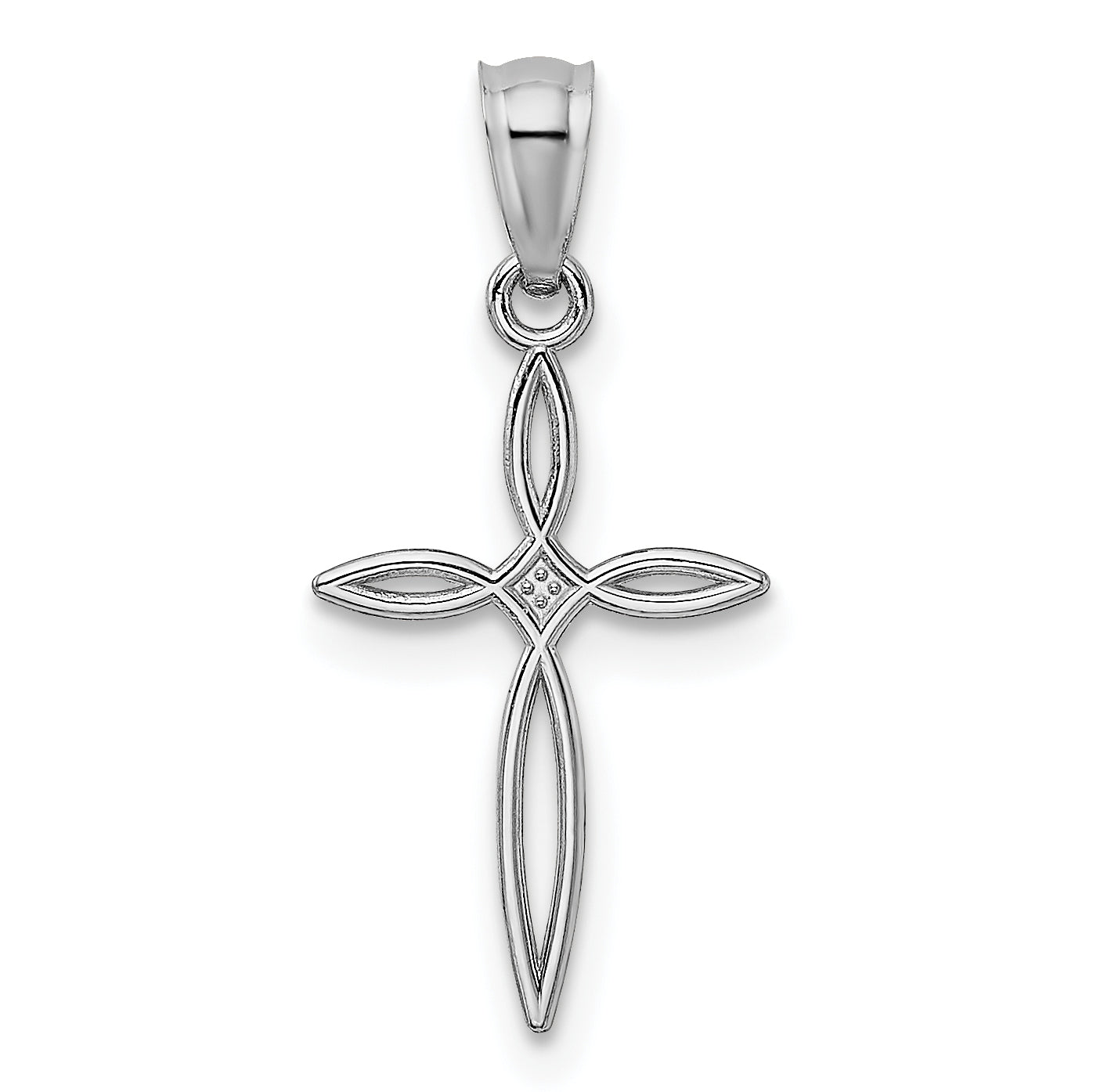 14K White Gold Passion Cross Charm