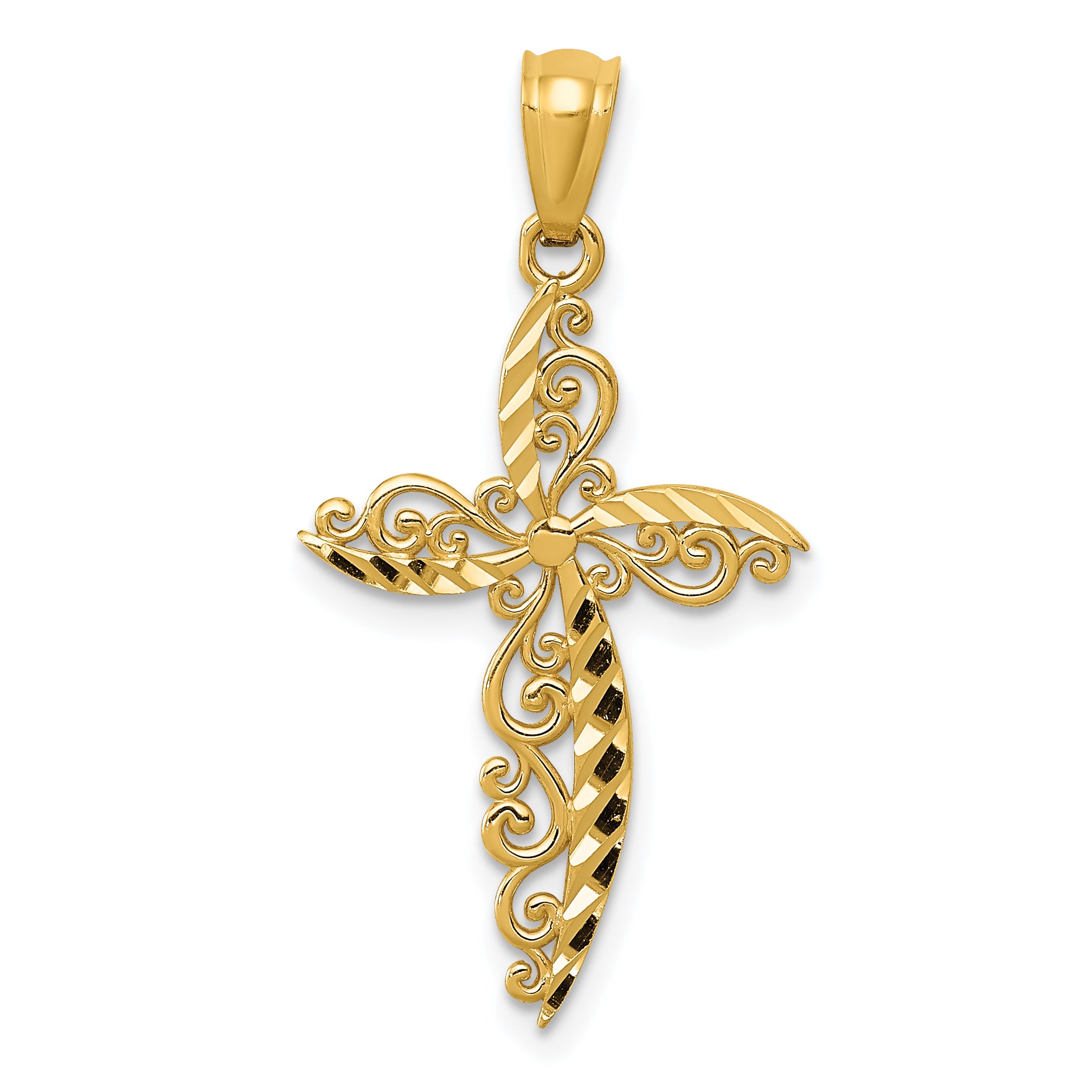 14k Scroll Design Cross Pendant Main image