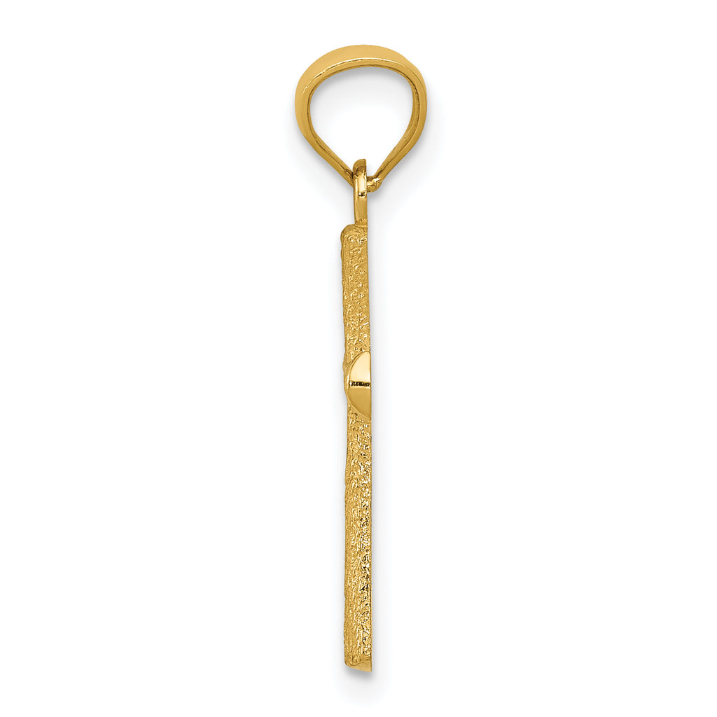 14K Diamond-cut Cross Pendant