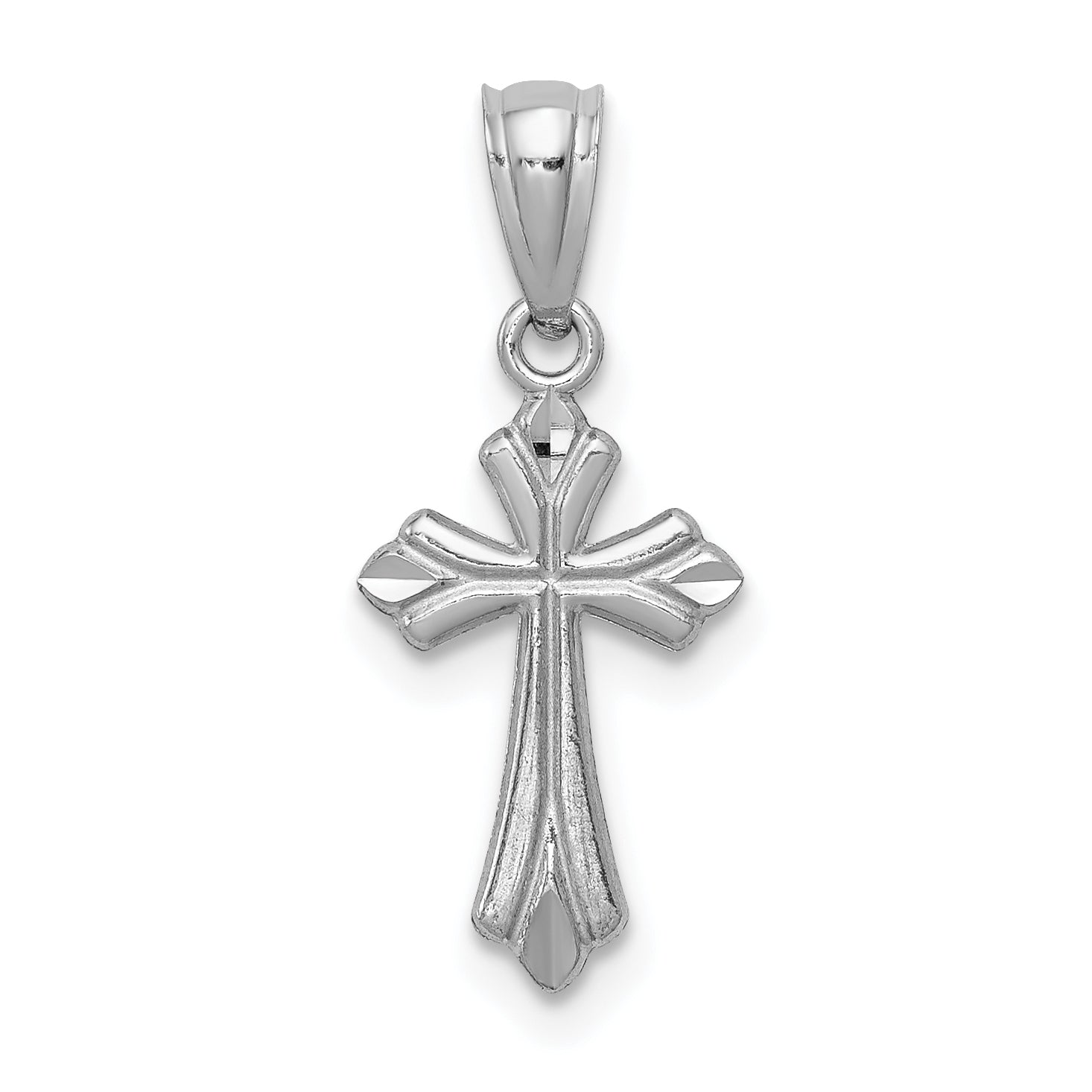 14k White Gold Budded Cross Charm Main image