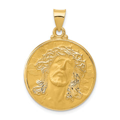14k Head of Christ Medal Hollow Round Pendant