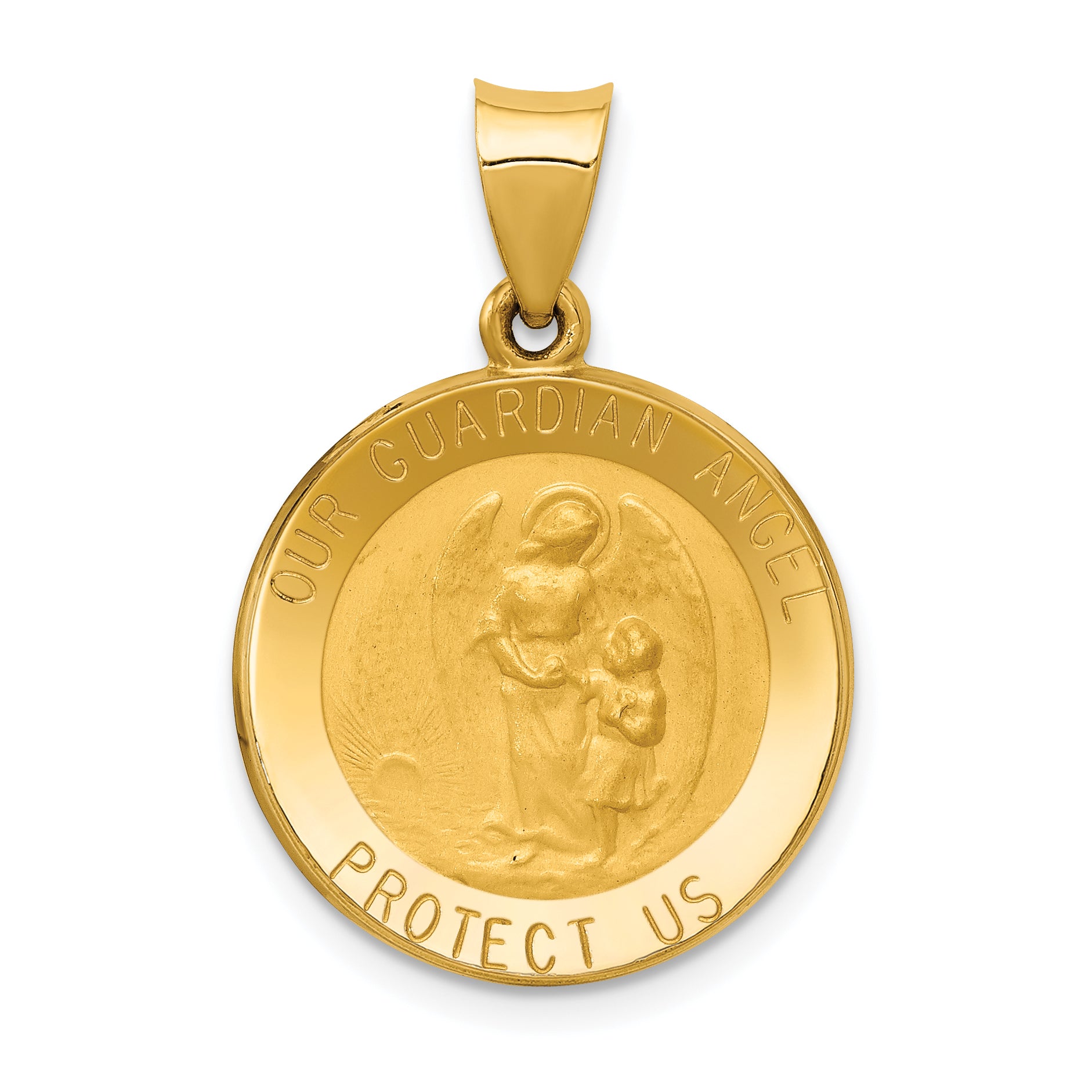 14k Guardian Angel Medal Hollow Pendant Main image