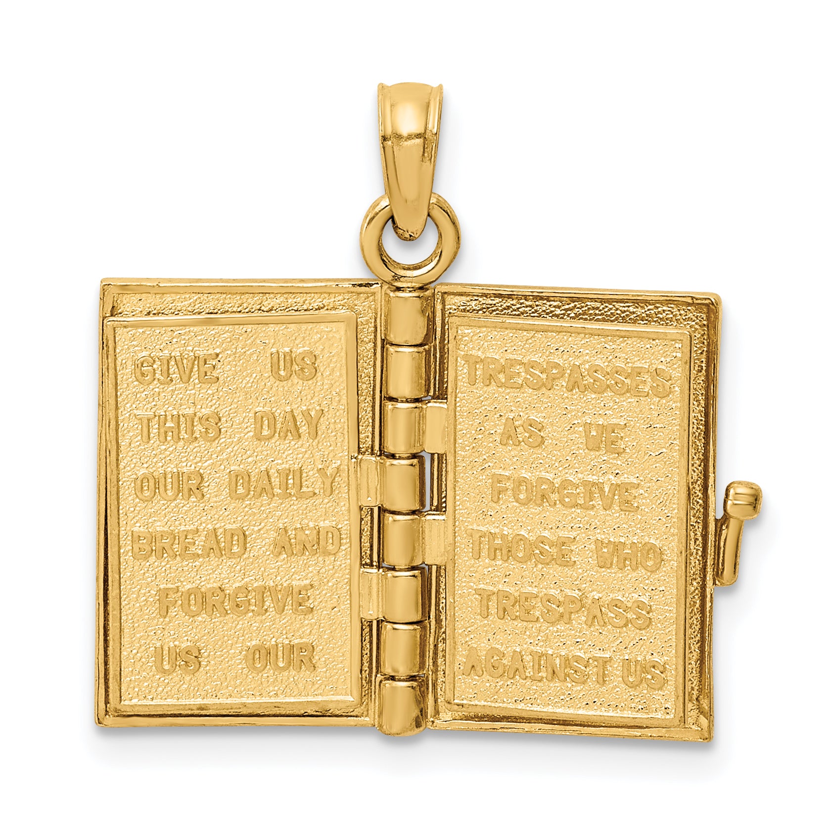 14K 3D Pink Enameled Lord's Prayer Bible Pendant