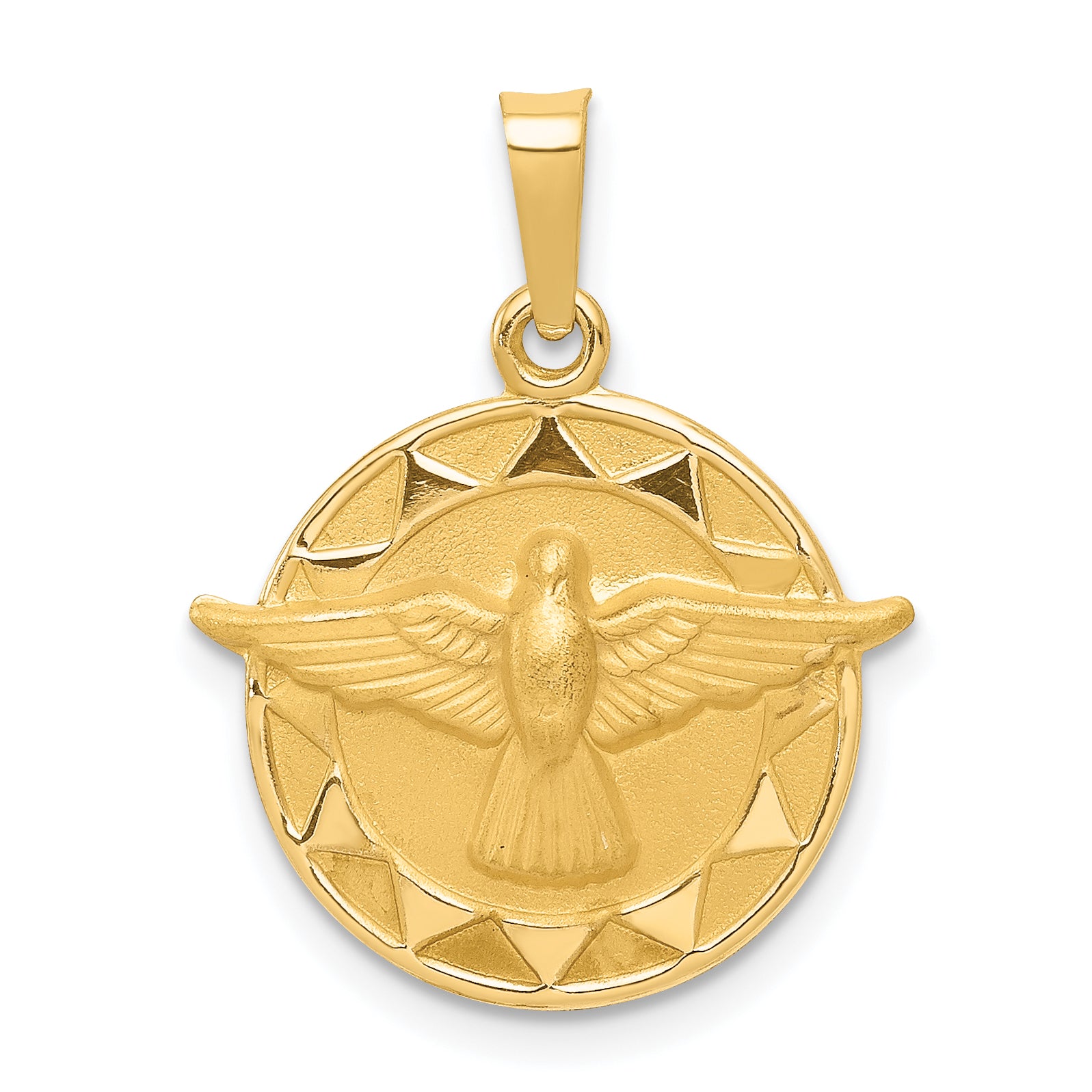 14k Holy Spirit Medal Hollow Round Pendant Main image