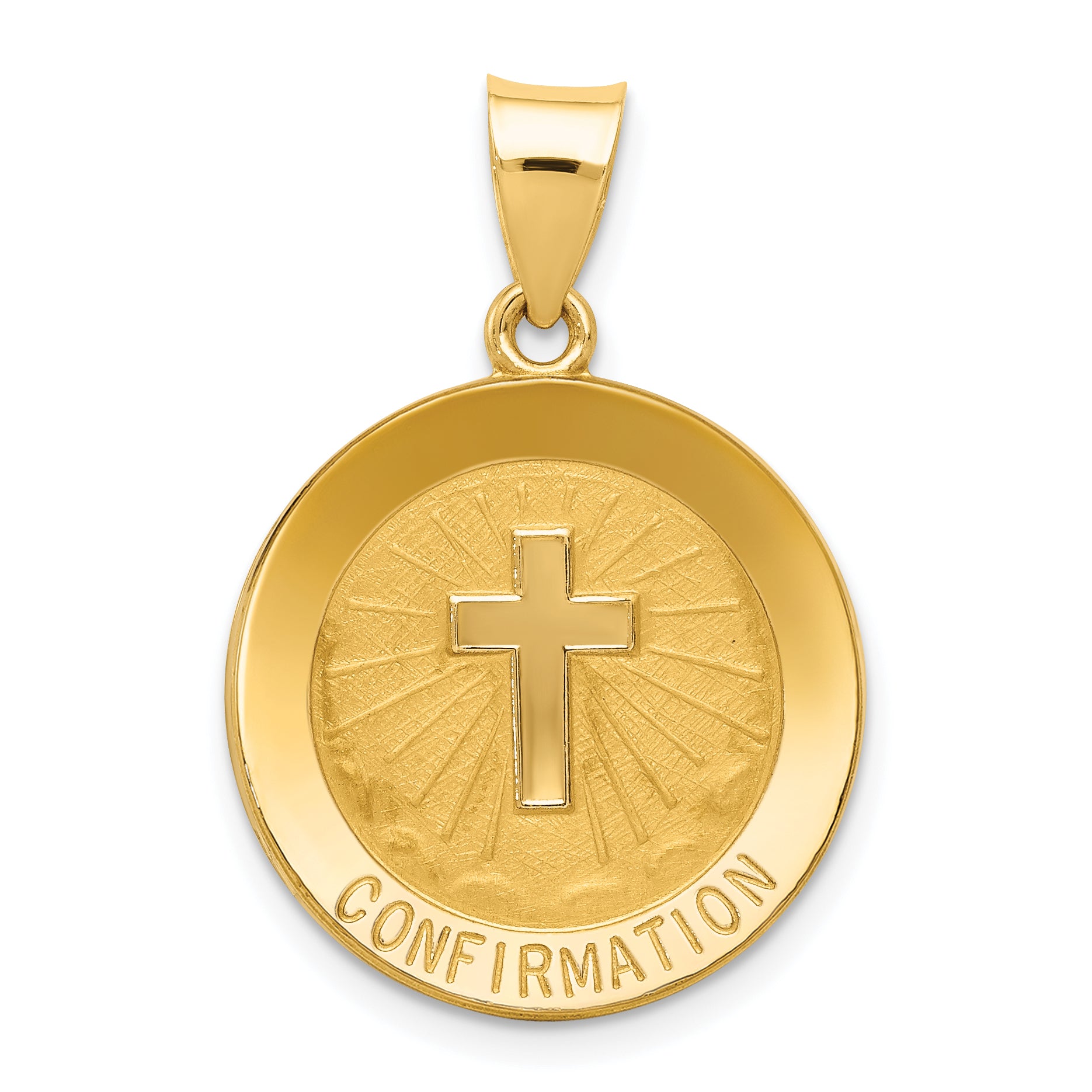 14k Confirmation Medal Hollow Round Pendant Main image