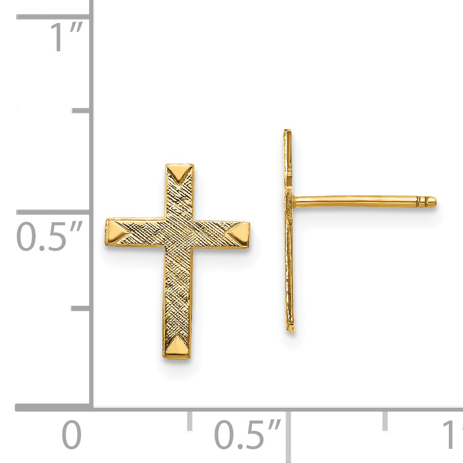 Sophia Jewelers 14K Gold Polished Cross Earrings for Women