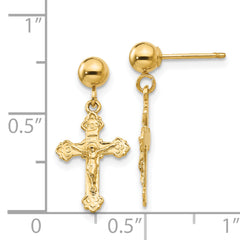 Sophia Jewelers 14K Gold Polished Crucifix Drop Earrings for Women
