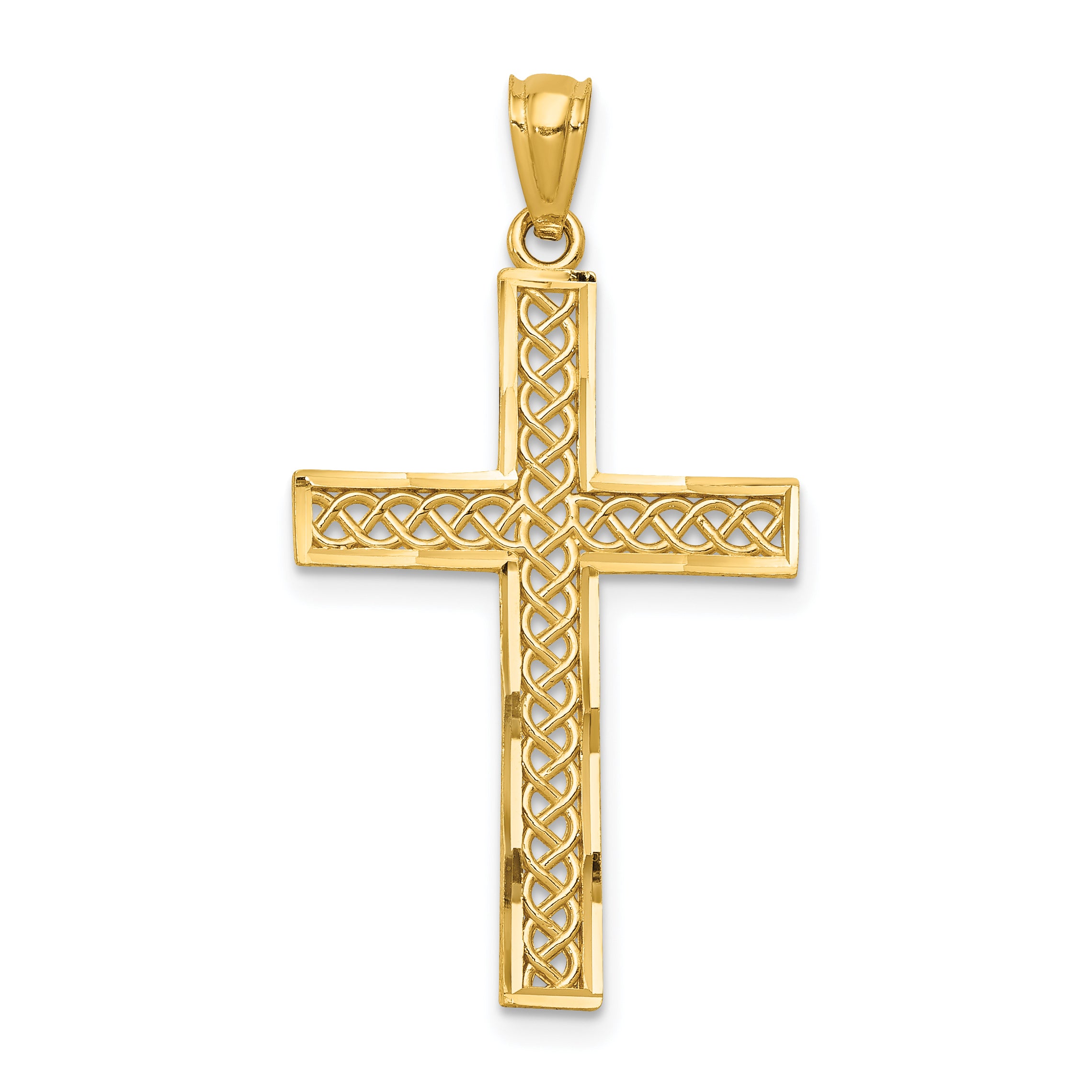 14k Diamond-cut Filigree Cross Pendant Main image