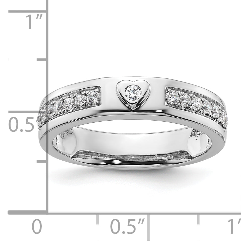 14K White Gold Lab Grown Diamond VS/SI GH, Men's Heart Band - 10