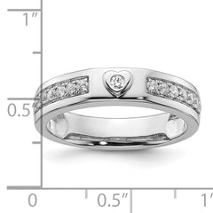 14K White Gold Lab Grown Diamond VS/SI GH, Men's Heart Band - 10