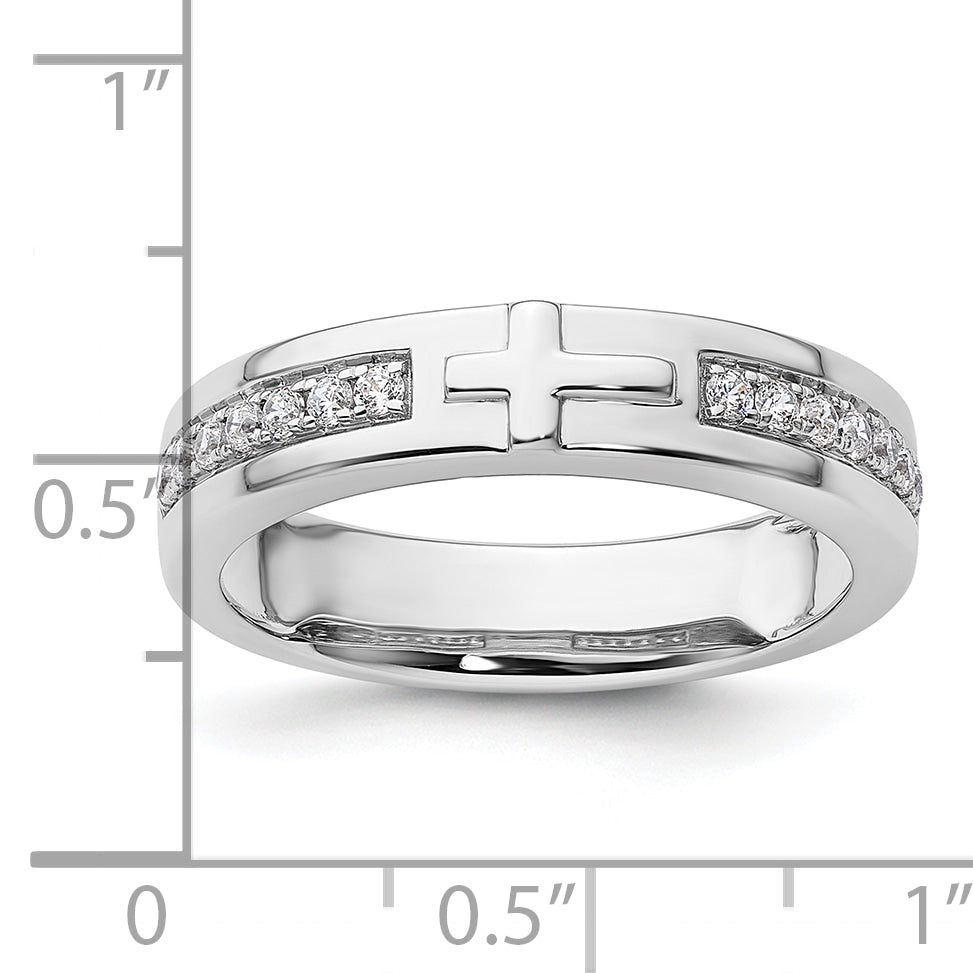 14k White Gold Lab Grown Diamond VS/SI GH, Men's Cross Band - 10