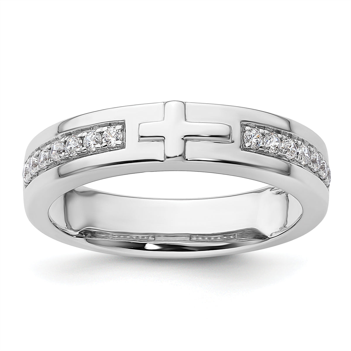 14k White Gold Lab Grown Diamond VS/SI GH, Men's Cross Band