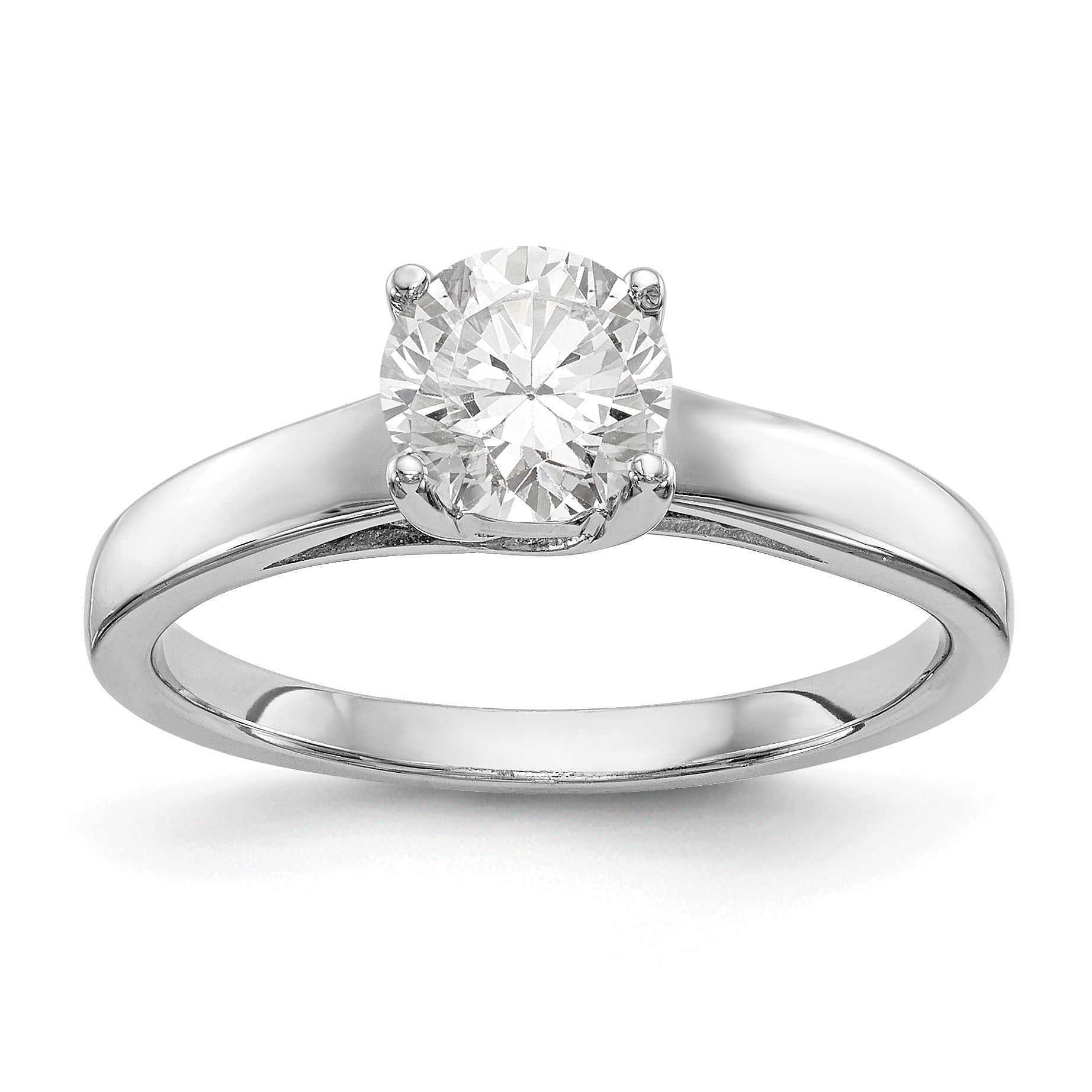 14K White Gold 1 carat (6.50 mm) 4-Prong Round Solitaire Engagement Ring Mounting Main image