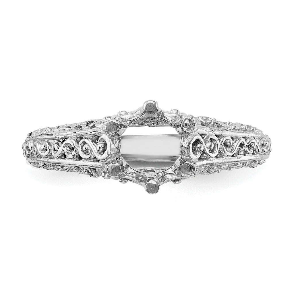 14K White Gold 1 carat (6.50 mm) 6-Prong Vintage Round Solitaire Engagement Ring Mounting