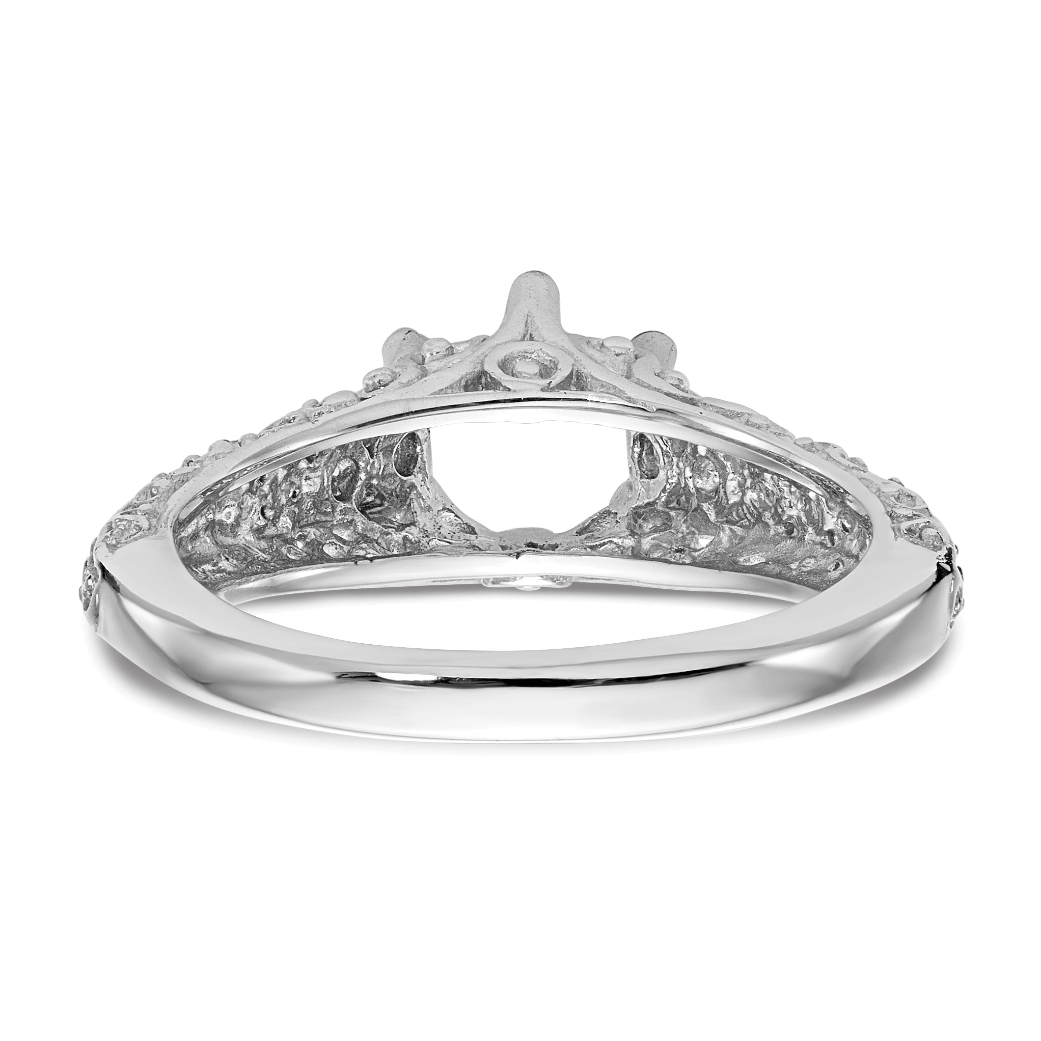 14K White Gold 1 carat (6.50 mm) 6-Prong Vintage Round Solitaire Engagement Ring Mounting