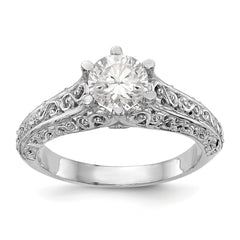 14K White Gold 1 carat (6.50 mm) 6-Prong Vintage Round Solitaire Engagement Ring Mounting