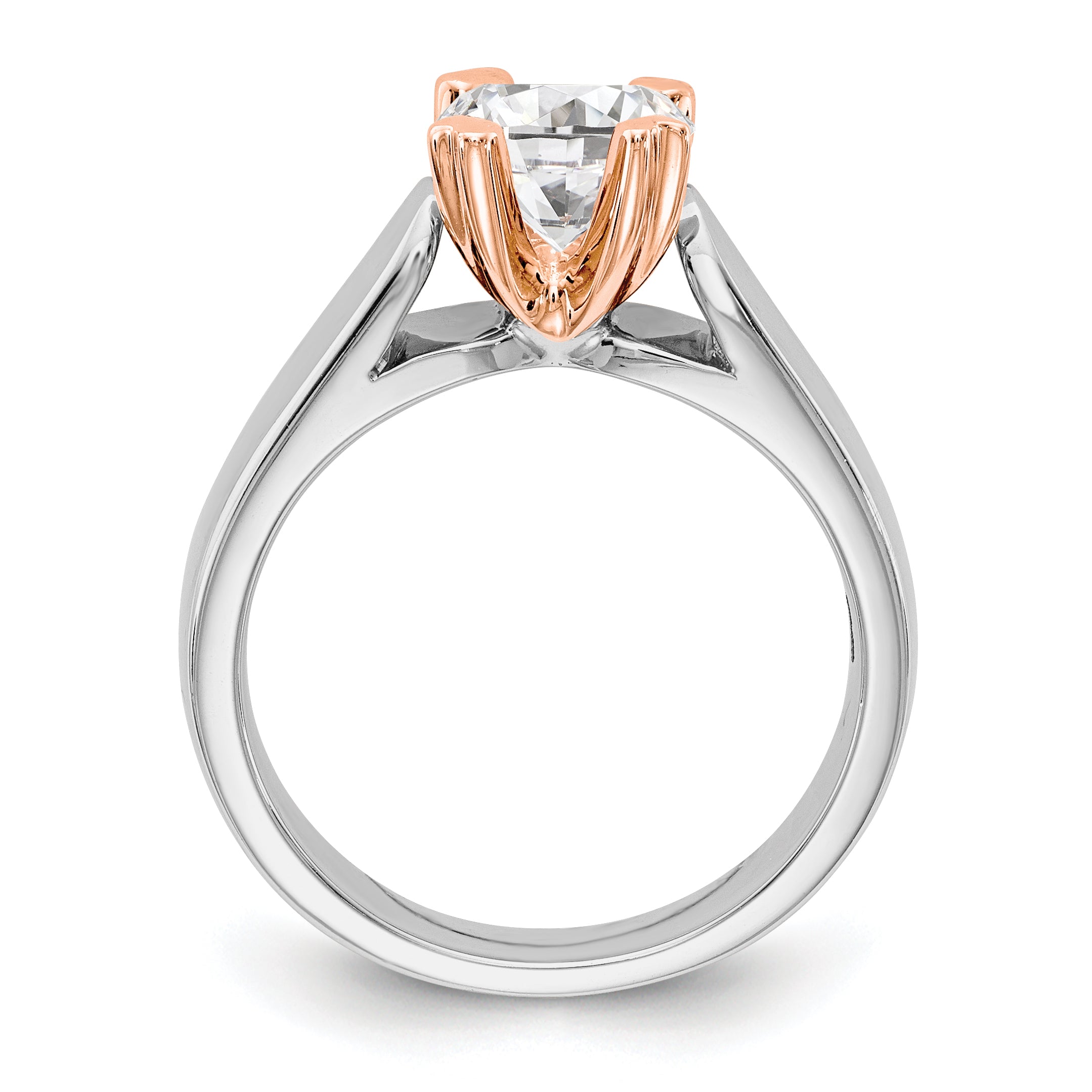 14k Two-tone Round Solitaire Engagement Ring Mounting Secondary image